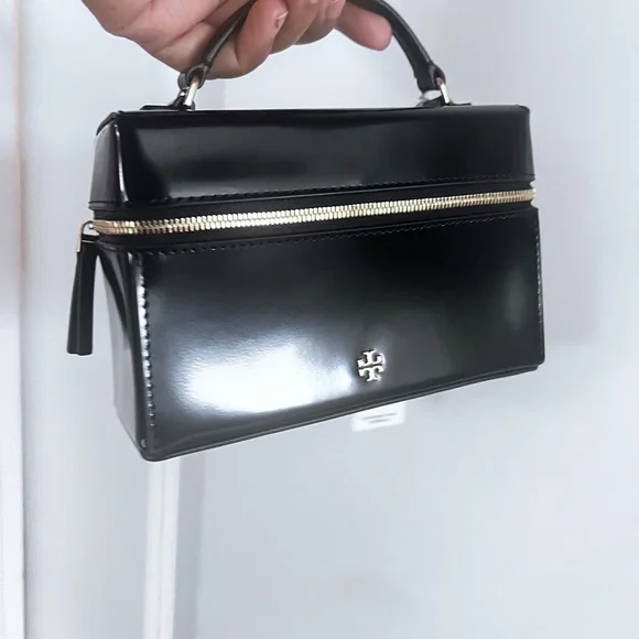 TORY BURCH• Patent Leather Black Vanity small Handbag - Picture 3 of 10